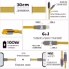 Дата кабель 6in1 inCharge XL 0.3m yellow Rolling Square (XLS03R) - Image 2