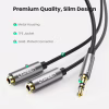 Кабель мультимедійний 3.5mm M to 2x3.5mm F 0.2m AV123 black Ugreen (10532) - Image 3