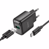 Зарядний пристрій HOCO C140A Smart USB QC3.0 + cable USB to USB-C Black (6942007627825) - Image 3