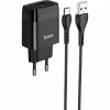 Зарядное устройство HOCO C72Q Glorious USB QC3.0 + cable USB to USB-C 18W Black (6931474732545) - Image 2