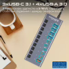 Концентратор Promate USB-C 10-in-1 5xUSB-C + 5xUSB gray (gegahub-5g) - Image 2
