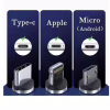 Дата кабель USB 2.0 AM to Lightning + Micro 5P + Type-C magnetic black Denmen (DN-D09E-BK) - Image 5