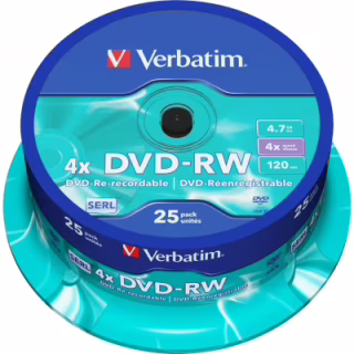 Диск DVD Verbatim 4.7Gb 4x CakeBox 25 шт silver (43639)