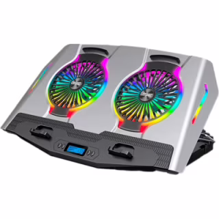 Підставка до ноутбука IceCoorel 10-18", 2*125mm 1400 RPM, 2*USB, + LCD display, 461x298x52mm, Silver (N9S)