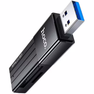Считыватель флеш-карт HOCO USB3.0 to microSD, microSDHC, microSDXC, SD, SDHC, SDXC, HB20 Black (6931474735218)