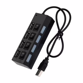 Концентратор Voltronic USB 2.0 to 4xUSB with switches black (YT-HWS4HS-B)