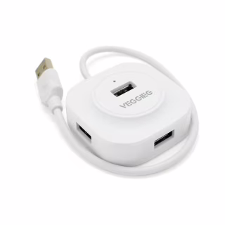 Концентратор VEGGIEG USB 2.0 to 4xUSB 0.3m white (V-U2407)