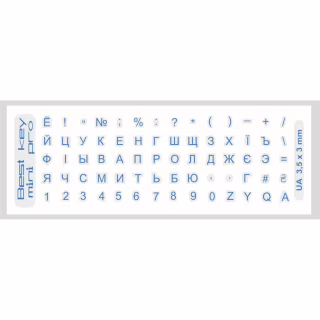 Наклейка на клавіатуру BestKey mini Pro 3,5х3мм, прозора основа, 70, синій (BKmPRO/BluTr/052)