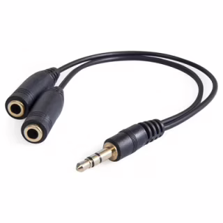 Кабель мультимедійний 3.5mm M to 2x3.5mm F 0.2m (4pin) Defender (63001)