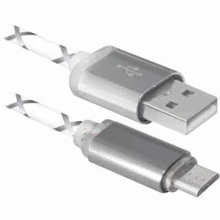 Дата кабель USB 2.0 AM to Micro 5P 1.0m GrayLED backlight Defender (87554)
