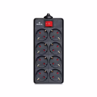 Мережевий фільтр живлення REAL-EL REAL-EL RS-8 PROTECT, 3m, black (EL122300022)