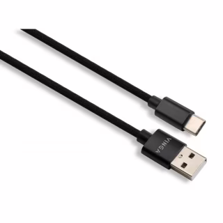 Дата кабель USB 2.0 AM to USB-C 1.0m nylon black Vinga (VCPDCTCNB1BK)