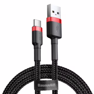 Дата кабель USB 2.0 AM to USB-C 1.0m Cafule 3A red+black Baseus (CATKLF-B91)