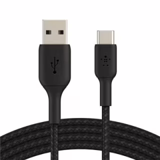 Дата кабель USB 2.0 AM to USB-C 2.0m BRAIDED black Belkin (CAB002BT2MBK)