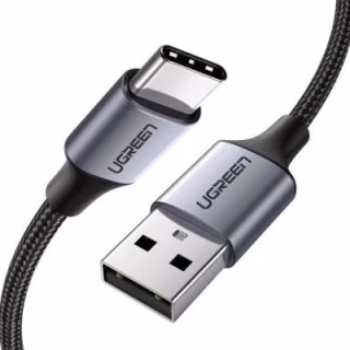 Дата кабель USB 2.0 AM to USB-C 1.0m US288 Aluminum Braid Black Ugreen (60126)