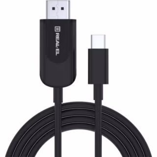 Дата кабель USB 2.0 AM to USB-C 2.0m Fabric Premiumblack REAL-EL (EL123500047)