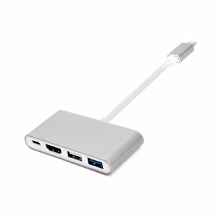 Переходник USB-C to 2xUSB 3.0 + USB-C + HDMI PowerPlant (CA911707)