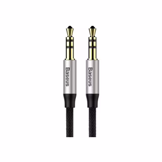 Кабель мультимедийный 3.5mm M to 3.5mm M 1.0m silver-black Baseus (CAM30-BS1)