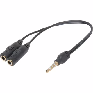 Переходник Jack 3.5mm M 4pin to 2 Jack 3.5mm F (Audio+MIC) Headset Jack Defender (63012)
