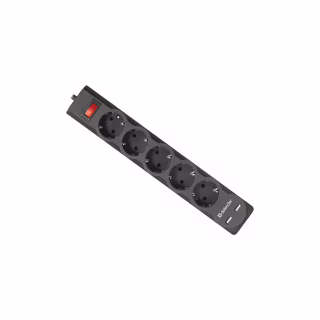 Сетевой фильтр питания Defender DFS 751, 1.8m, 5роз., 2xUSB (99751)