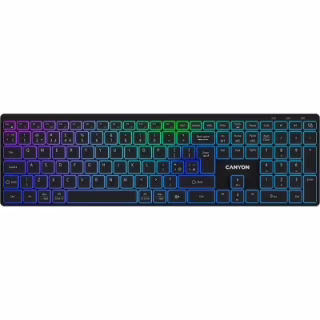 Клавіатура Canyon HKB-W11 Slim Dual Mode Wireless/Bluetooth RGB UA Black (CNS-HBTK11B)
