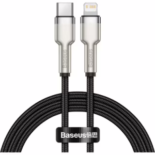 Дата кабель USB-C to Lightning 1.0m Cafule Metal PD 20W black Baseus (CATLJK-A01)