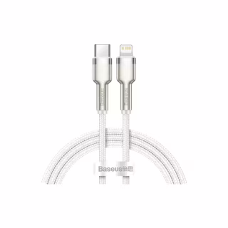 Дата кабель USB-C to Lightning 2.0m Cafule Metal PD 20W white Baseus (CATLJK-B02)