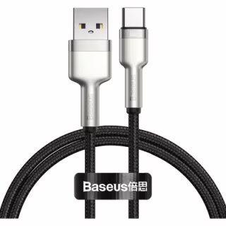 Дата кабель USB 2.0 AM to USB-C 1.0m Cafule Metal 66W black Baseus (CAKF000101)