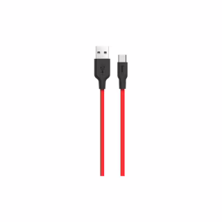 Дата кабель USB 2.0 AM to USB-C 1.0m 2A silicone X21 black+red HOCO (6957531071419)