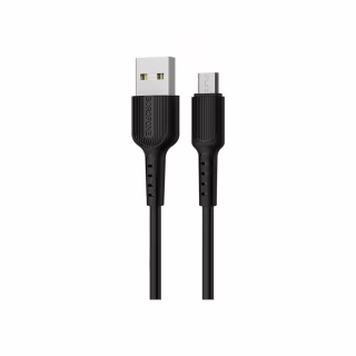 Дата кабель USB 2.0 AM to Micro 5P 1.0m 2A PVC BX16 black BOROFONE (6957531099499)