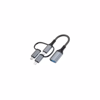 Переходник OTG USB 3.0 AF to USB-C + Micro 5P + Lightning 0.11m 60W XoKo (XK-AC-155)
