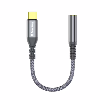 Перехідник USB-C to 3.5mm F 0.14m gray ColorWay (CW-AD-CJ)