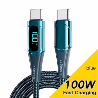 Дата кабель USB-C to USB-C 2.0m 100W Digital Display blue Essager (ES-XCTT1-YDA03)