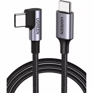 Дата кабель USB-C to USB-C 0.5m 3A 60W 90° corner US255 black/gray Ugreen (50122)