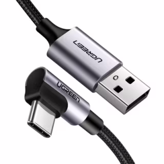 Дата кабель USB 2.0 AM to USB-C 0.5m 3A US284 90° corner black Ugreen (50940)
