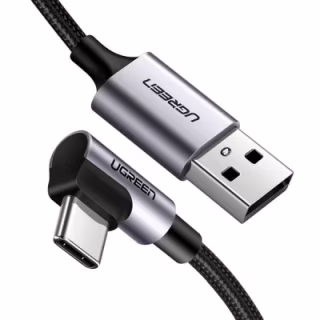 Дата кабель USB 2.0 AM to USB-C 3.0m 3A US284 90° corner black Ugreen (70255)