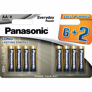 Батарейка Panasonic AA LR6 Everyday Power * 8(6+2) (LR6REE/8B2F)
