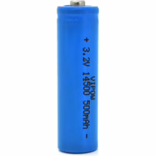Аккумулятор 14500 LiFePO4 (size AA), 500mAh, 3.2V, TipTop, blue Vipow (IFR14500-500mAhTT / 21439)