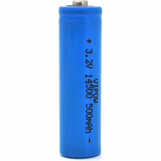 Акумулятор 14500 LiFePO4 (size AA), 500mAh, 3.2V, TipTop, blue Vipow (IFR14500-500mAhTT / 21439)