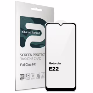 Стекло защитное Armorstandart Full Glue HD Motorola E22 Black (ARM67051)
