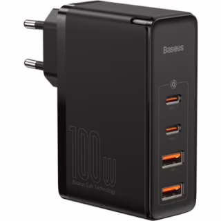 Зарядний пристрій Baseus 2xUSB 100W GaN (2xUSB-C+2xUSB-A) black (CCGAN2P-L01)