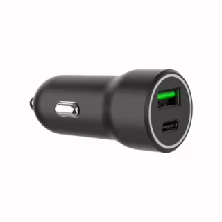 Зарядное устройство Gembird 1xUSB-A (18W QC3.0) + 1xUSB-C (20W PD) black (TA-UC-A2PDQC20-CAR-01)