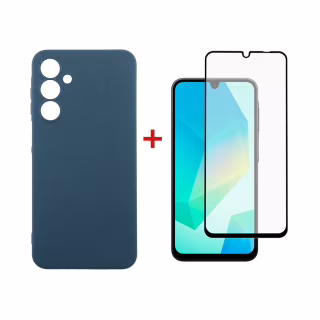 Чехол для мобильного телефона Dengos Samsung Galaxy A16 5G Carbon + glass (Blue) (DG-KM-122)
