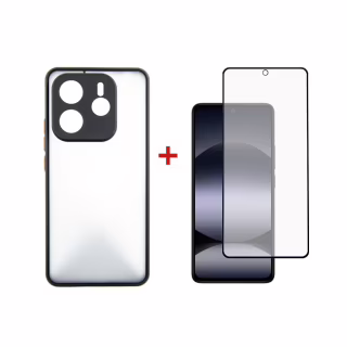 Чехол для мобильного телефона Dengos Kit Xiaomi Redmi Note 14 5G case Matte + glass (Black) (DG-KM-127)