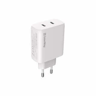Зарядное устройство ColorWay GaN Mini 50W PD Port PPS USB (Type-C PD 30W + Type-C PD 20W) white (CW-CHS050PD-WT)