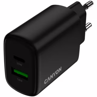 Зарядное устройство Canyon OnCharge 200 20W 1xPD 1xQC EU Black (CNE-CHA200-31)