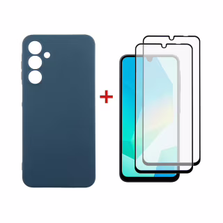 Чохол до мобільного телефона Dengos Samsung Galaxy A16 Carbon + glass 2pcs (Blue) (DG-CTG2P-07)