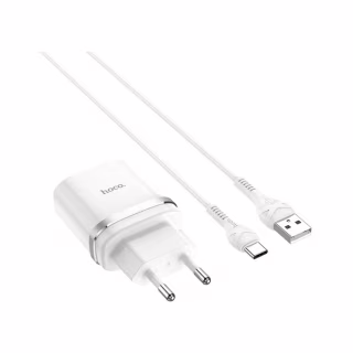 Зарядное устройство HOCO C12Q Smart USB QC3.0 + cable USB to USB-C 18W White (6931474716309)