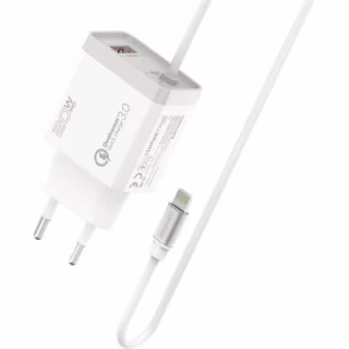 Зарядний пристрій Promate 20W PD Lightning + USB QC3.0 (icharge-pdqc3.white)