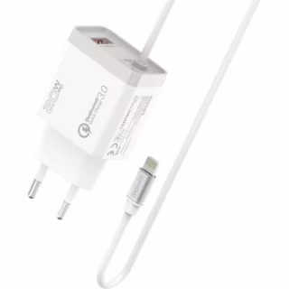 Зарядное устройство Promate 20W PD Lightning + USB QC3.0 (icharge-pdqc3.white)
